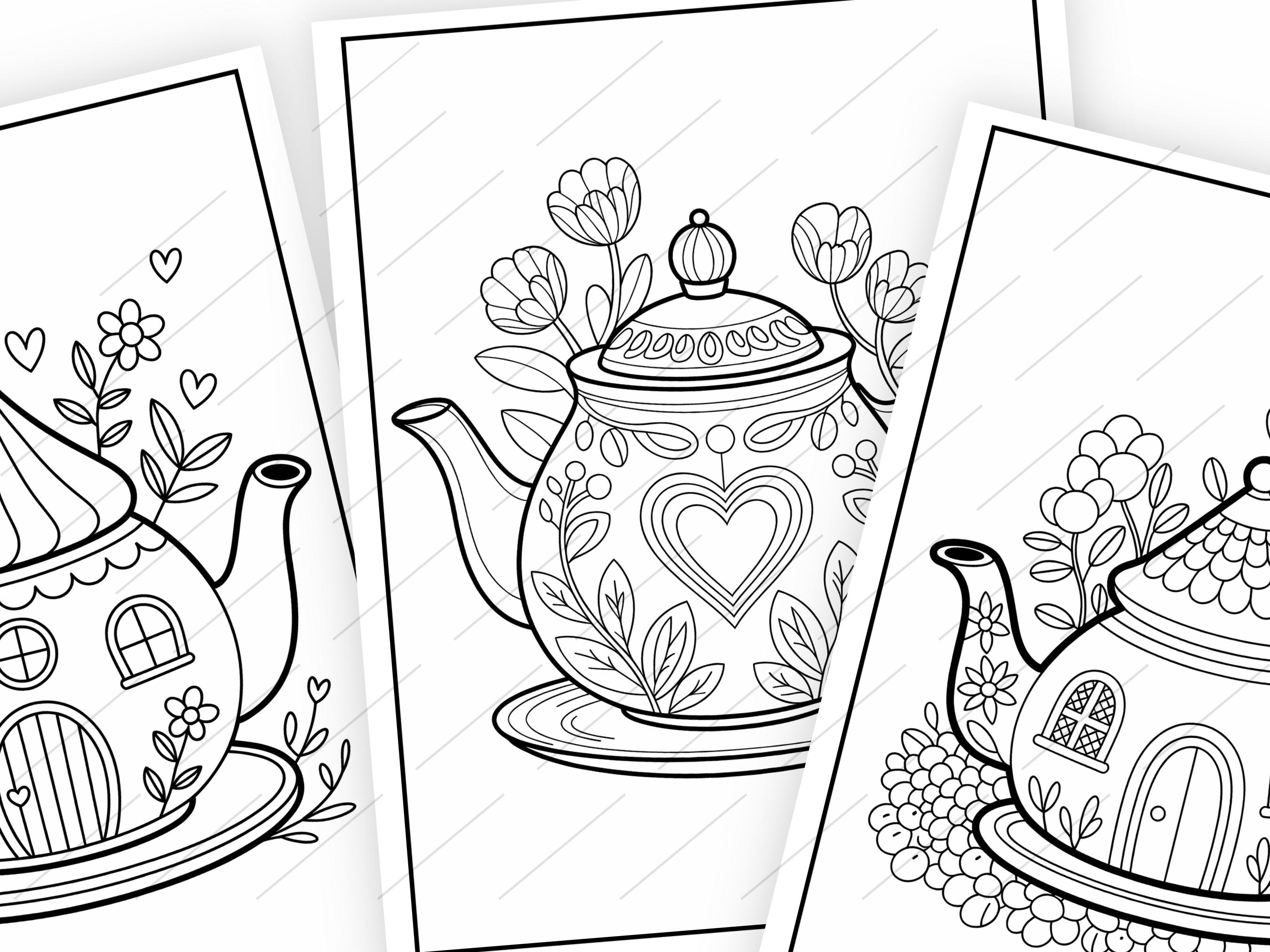 Delft Teapot House Coloring Book: 40 Printable Pages (PDF Download) - Etsy