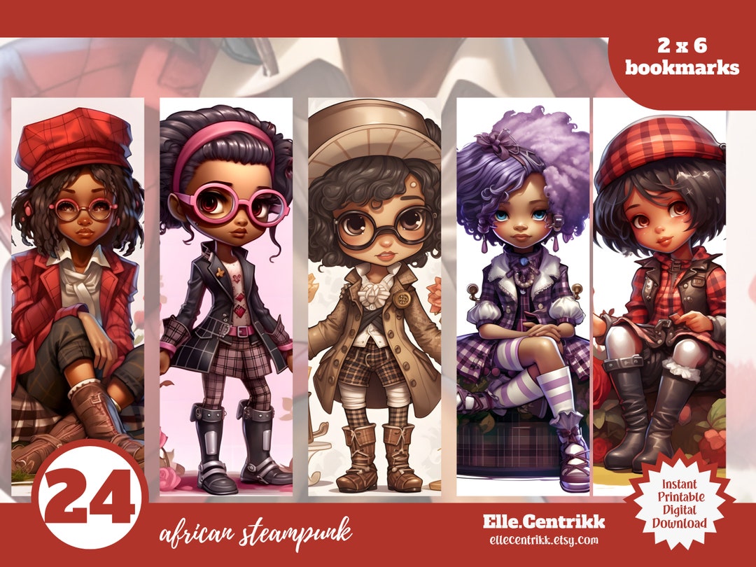 African Steampunk Set of 24 Bookmarks/instant Digital - Etsy