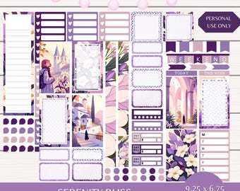 Serenity Bliss: Två mini-klistermärkesark med glada kalenderkalender (digital nedladdning)