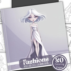 Bold and Easy Fashions Digital Coloring Book/20 Coloring Pages/Digital Download/Cute Coloring Fun/Clothing/AI Generated