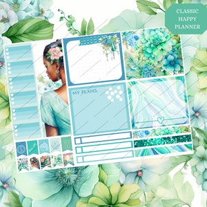 Seafoam Bliss/8 pegatinas imprimibles para planificador/Kit de planificador HP EC Classic/Descarga digital para Google Drive/Cricut de 9,25 x 6,75 pulgadas