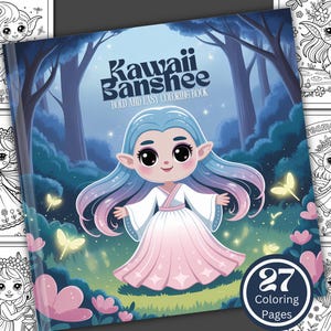 Bold and Easy Kawaii Banshee Halloween Coloring Book/27 Coloring Pages/Digital Download/Cute Kawaii Fun/AI Generated
