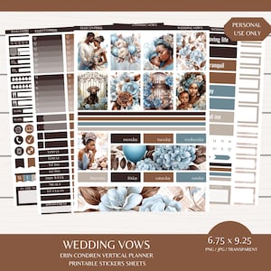 Hochzeit Gelübde/5 druckbare digitale Planer Aufkleber/EC Vertikale Planer Kit/Sofortiger digitaler Download/6.75 x 9.25 Cricut/Ästhetik