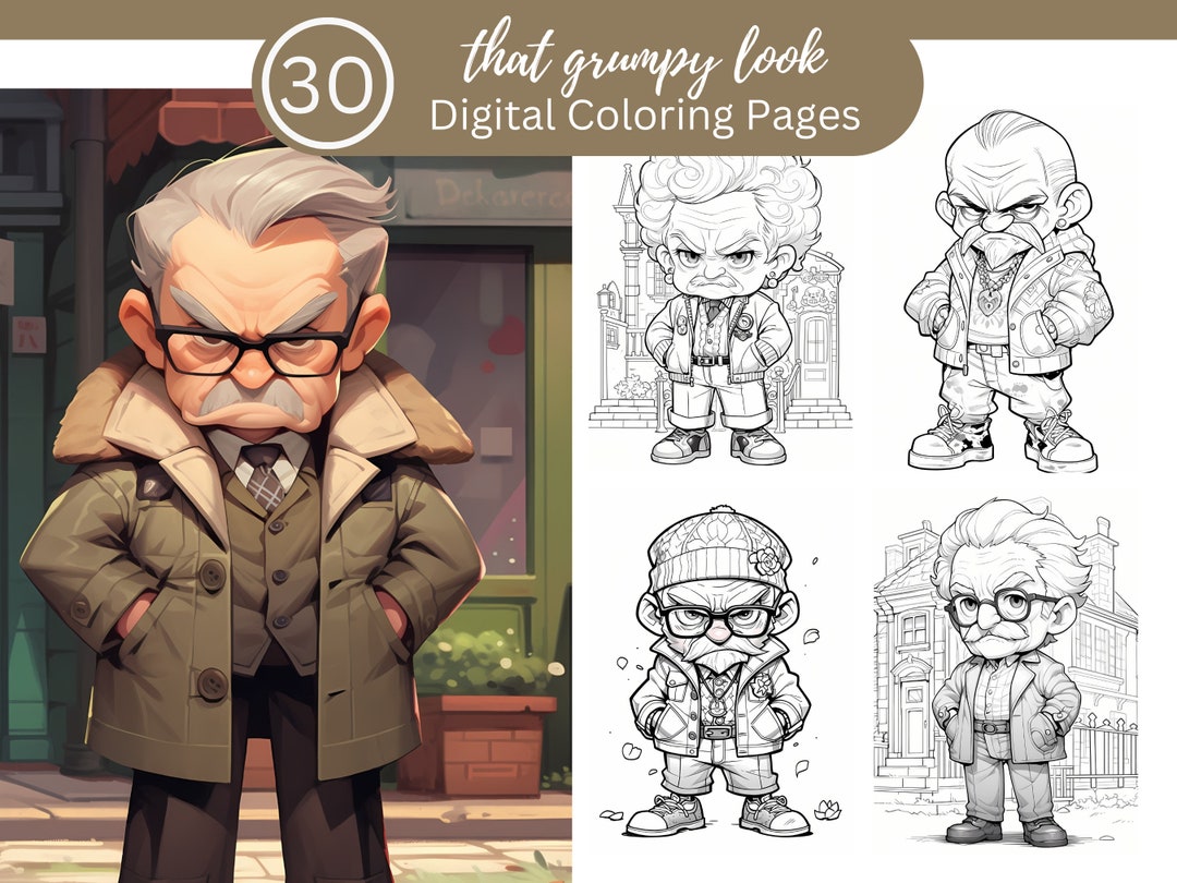 The Grumpy Look Coloring Book Fun for All/30 Coloring Pages to Relax ...