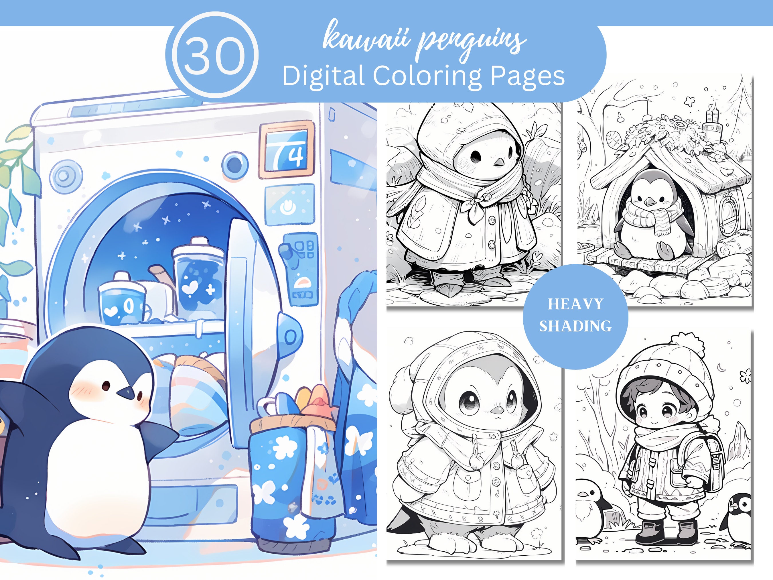 Cute Penguin Cartoon Coloring Page