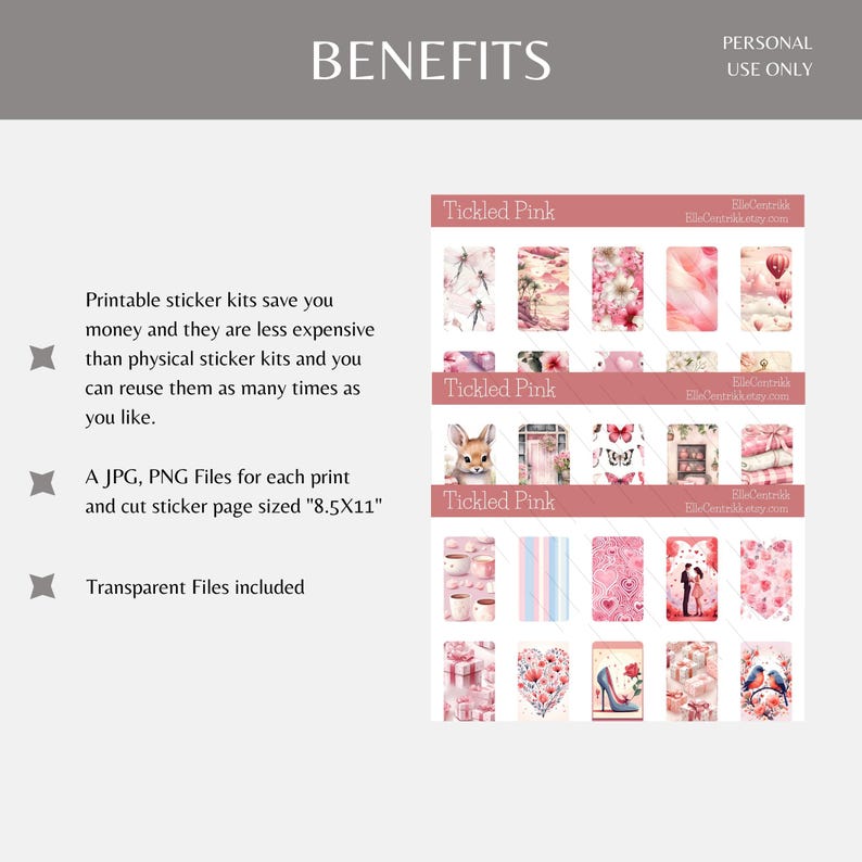 Discontinued - Five Tickled Pink Mini Sticker Sheets (digital Download ...