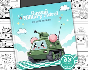 Libro para colorear de patrulla militar kawaii/32 páginas para colorear/Descarga digital