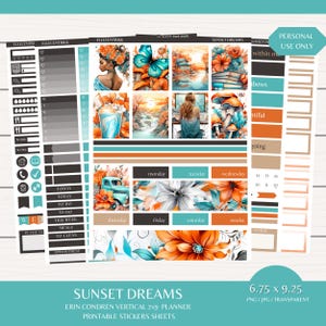 Sunset Dreams Planner Stickers: EC Vertical Kit (Digital Download)