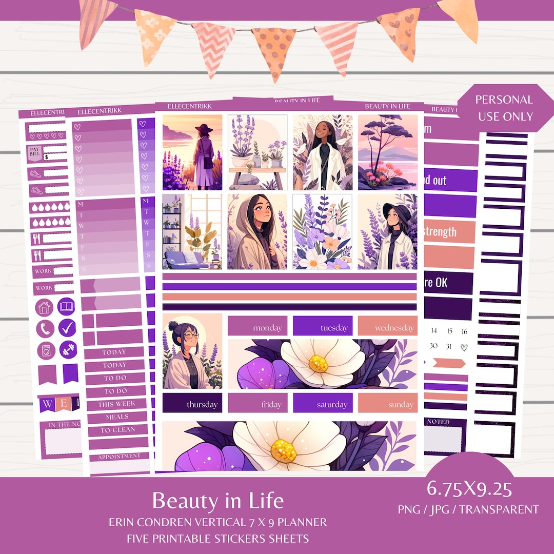 Printable Planner Stickers: Erin Condren Vertical Kit (digital Download ...