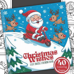 Bold and Easy Christmas Wishes Digital Coloring Book/40 Coloring Pages/Digital Download/Cute Coloring Fun/AI Generated