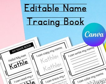 Libro de seguimiento de nombres personalizado, libro de práctica de escritura a mano, descarga personalizada de seguimiento de nombres, práctica de nombres de jardín de infantes