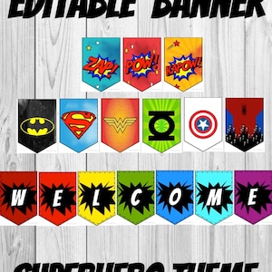 Editable Superhero Banner - Welcome Banner -