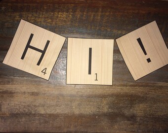 wood scrabble tile etsy
