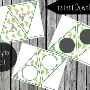 Printable Banner - Cactus/Succulents - DIY  Banner - Editable