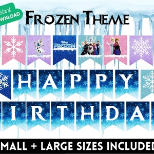 印刷可能なアナと雪の女王のバナー アナと雪の女王の誕生日 ハッピーバースデーバナー エルサのパーティー 印刷可能なアナと雪の女王の映画プリンセスパーティー エルサのバナー