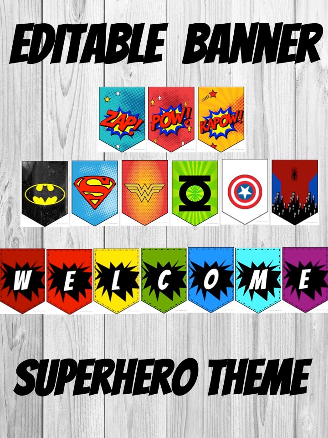 Editable Superhero Banner Banner Etsy