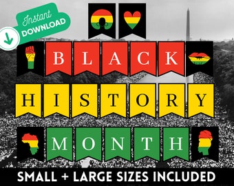 Black History Month banner printable Black History Month decor Black History Bulletin board banner Black History Month decorations PDF