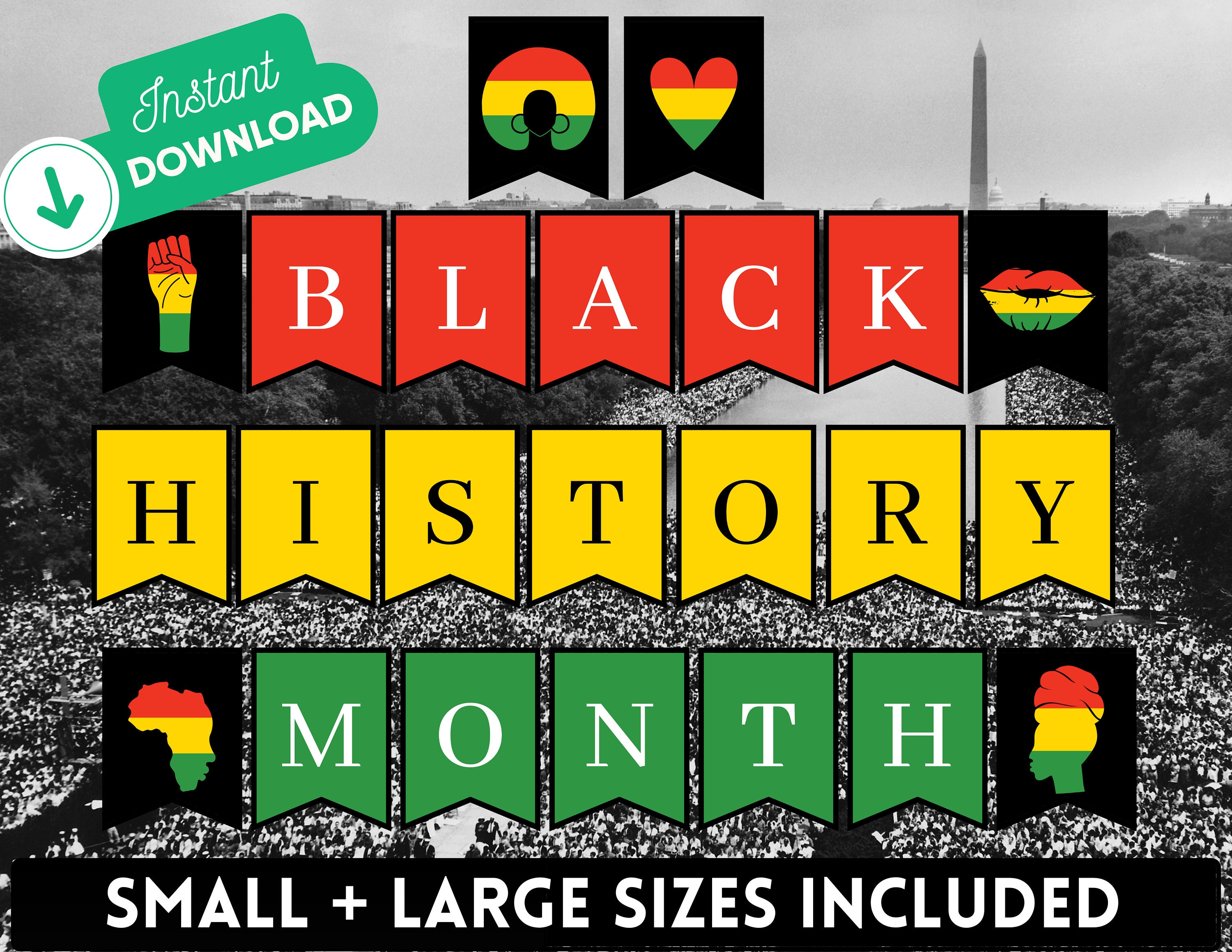 Black History Month Banner Printable Black History Month Decor Black History Bulletin Board