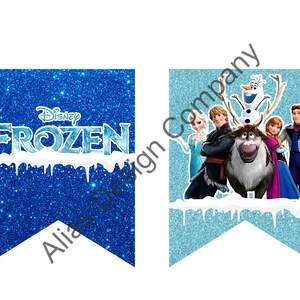 Printable Frozen Banner Frozen Birthday Happy Birthday Banner Elsa Party Printable Frozen Movie Princess Party Elsa Banner