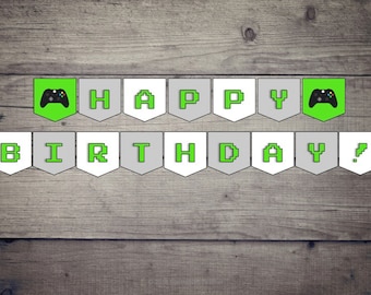 Banner digital imprimible de feliz cumpleaños de XBOX