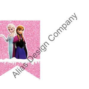 Printable Frozen Banner Frozen Birthday Happy Birthday Banner Elsa Party Printable Frozen Movie Princess Party Elsa Banner