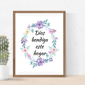 Dios Bendiga Este Hogar, Spanish Print, Spanish Printable Wall Art, Home Decor, Spanish Printable Quotes