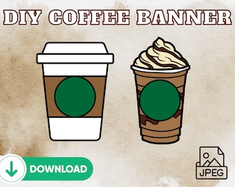 DIY Frappe Café Banner DESCARGA INSTANTE / Banner de Café / Banner Frappuccino - Archivo para Imprimir