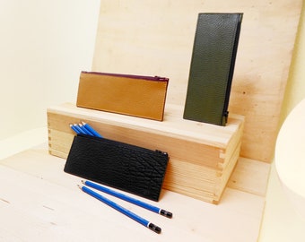Leather Minimal Pencil Cas - Clutch Bag - Pouch - Handmade in Italy with Italian Genuine Leather - Unique piece