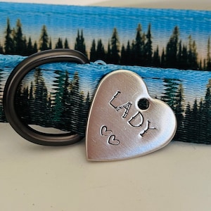 Big Love Dog ID Tag- Hand Stamped Heart Shaped Pet Tag, Custom Dog Tag, Personalized Dog Tag, Hearts