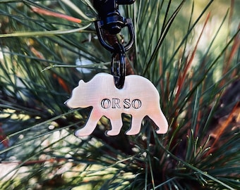Bär Hundeanhänger - Haustier Id Tag, Hundemarke für Hunde, Bär förmiger Hundeanhänger, Handgestempelter Hundeanhänger, personalisierter Hundeanhänger, Geschenk für Hunde