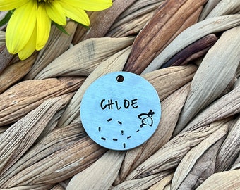 Dog Tag, Dog Tag for Dogs, Pet ID Tag, Hand Stamped Pet Tag, Bumble Bee Dog Tag, Personalized Dog Tag, Honey Bee, Nature Dog Tag - Busy Bee