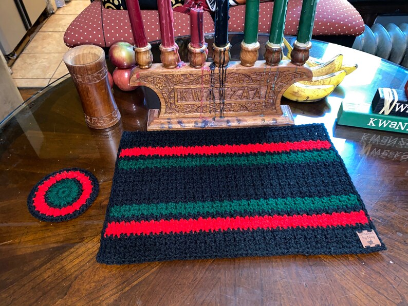 Crochet Kwanzaa Mkeka Mat Table Mat Handmade Mkeka Etsy