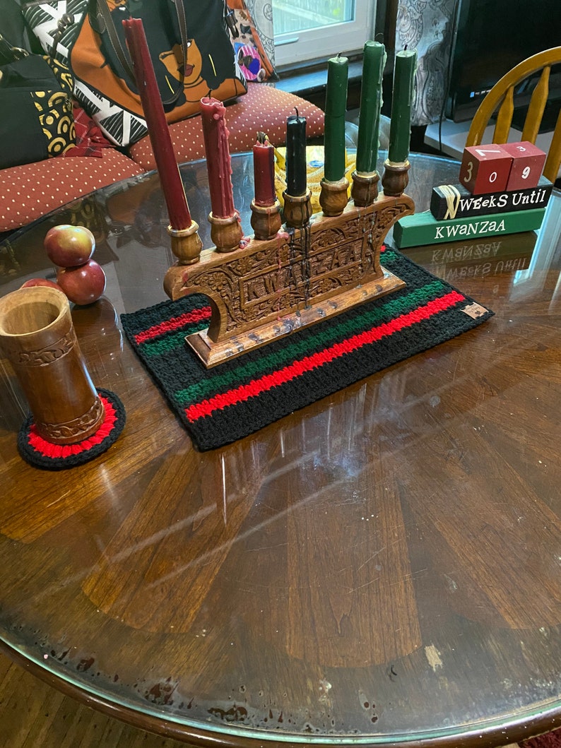 Crochet Kwanzaa Mkeka Mat Table Mat Handmade Mkeka Etsy