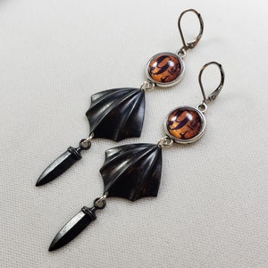 Baby Dragon wings, Potter Platform nine and three quarters dangle Earrings, Goth, Oddities, Curiosities