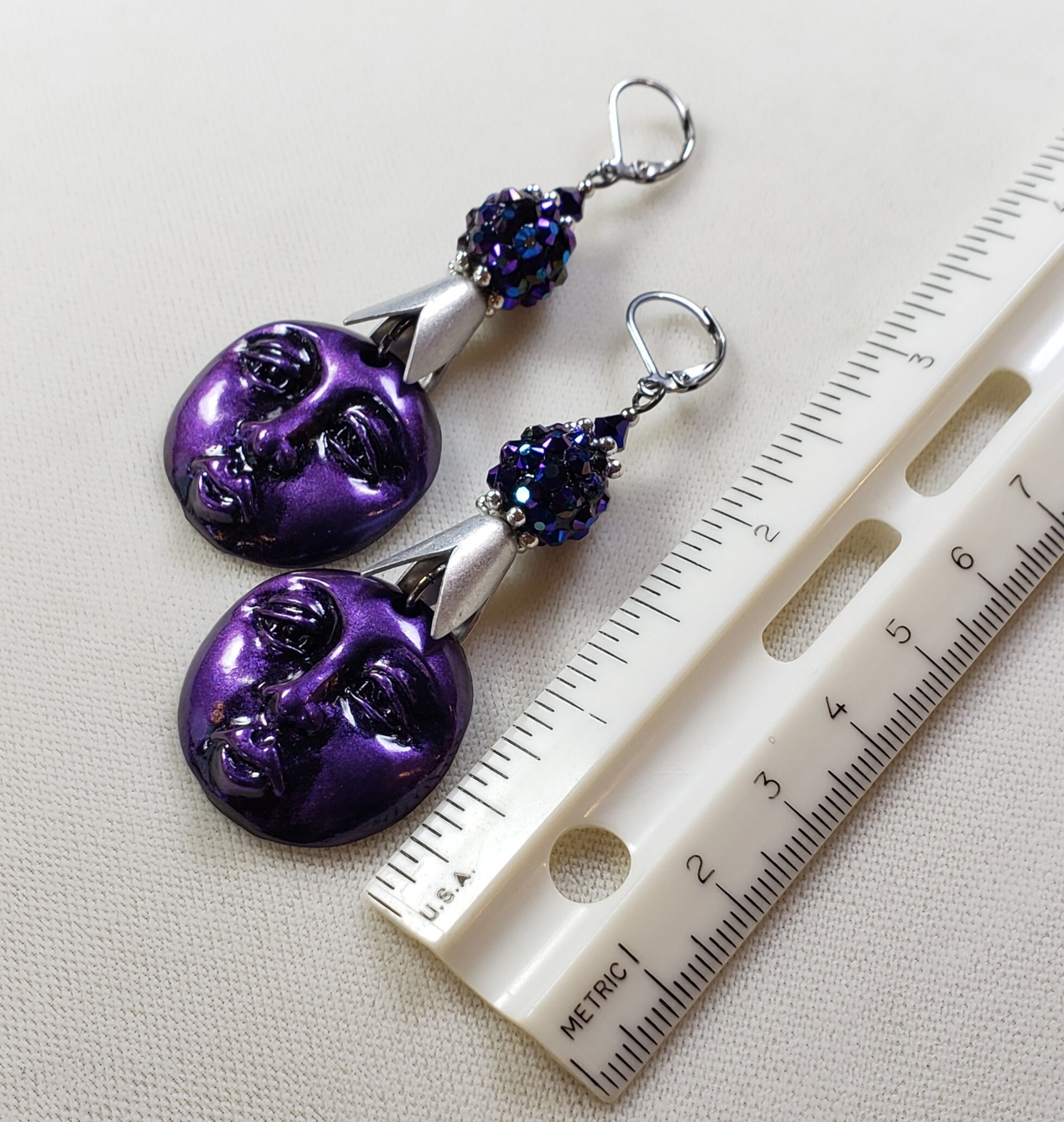 Purple Moon statement earrings Holiday sparkle Lightweight Etsy