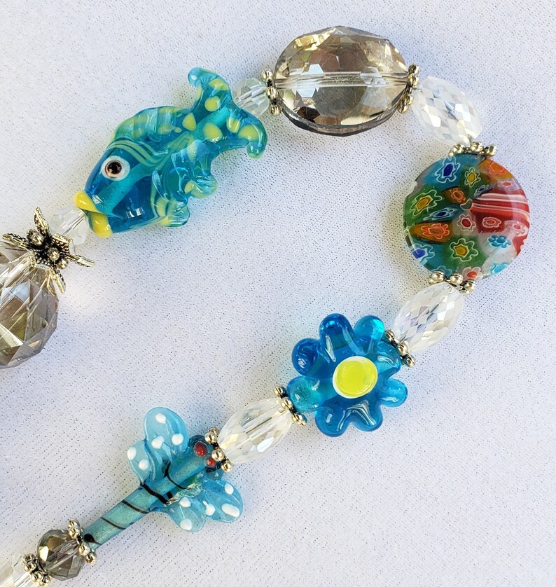 Turquoise and crystal Suncatcher Glass Peace sign suncatcher