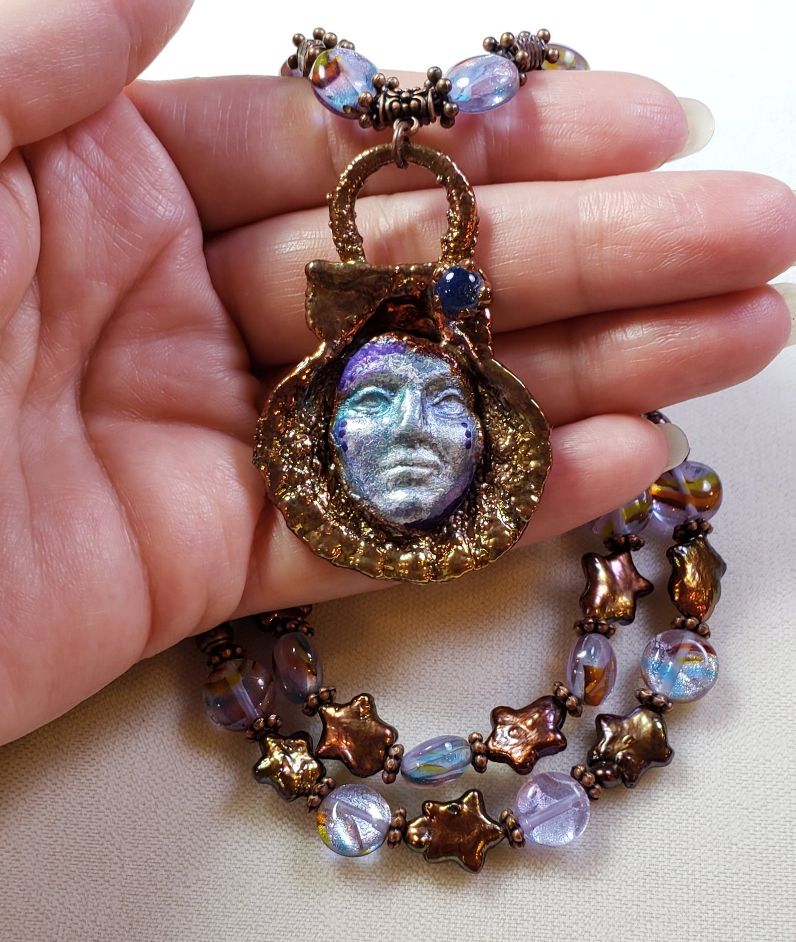 Stunning Handmade Polymer Clay Face in an Electroplated Etsy