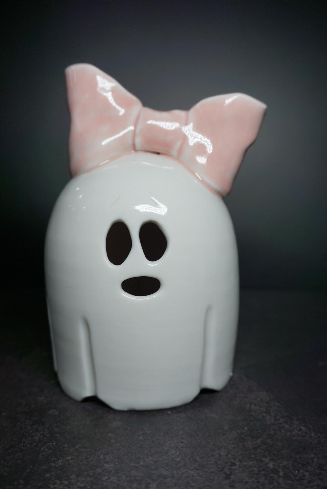 Porcelain Ghost Luminary With Pink Bow - Etsy
