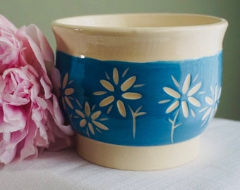 Colorful Turquoise Hand carved snack/ice cream bowl