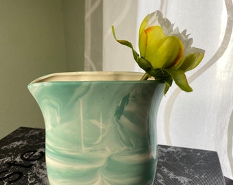 Handmade Marbled Turquoise Wall Vase