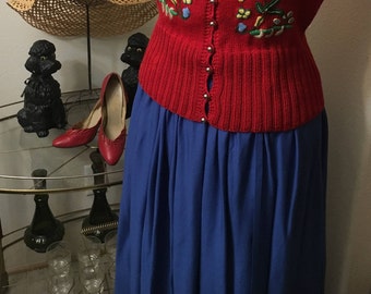 Vintage 1950s Clothes Horse label blue skirt