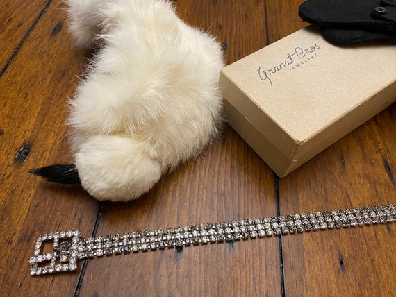 Vintage 1940s- 50s clear rhinestone belt with rhin