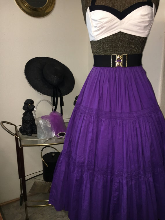 Vintage 1950s Royal purple patio skirt labeled Co… - image 7