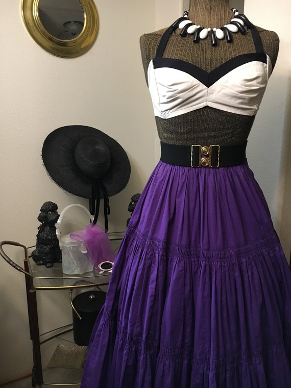 Vintage 1950s Royal purple patio skirt labeled Co… - image 5