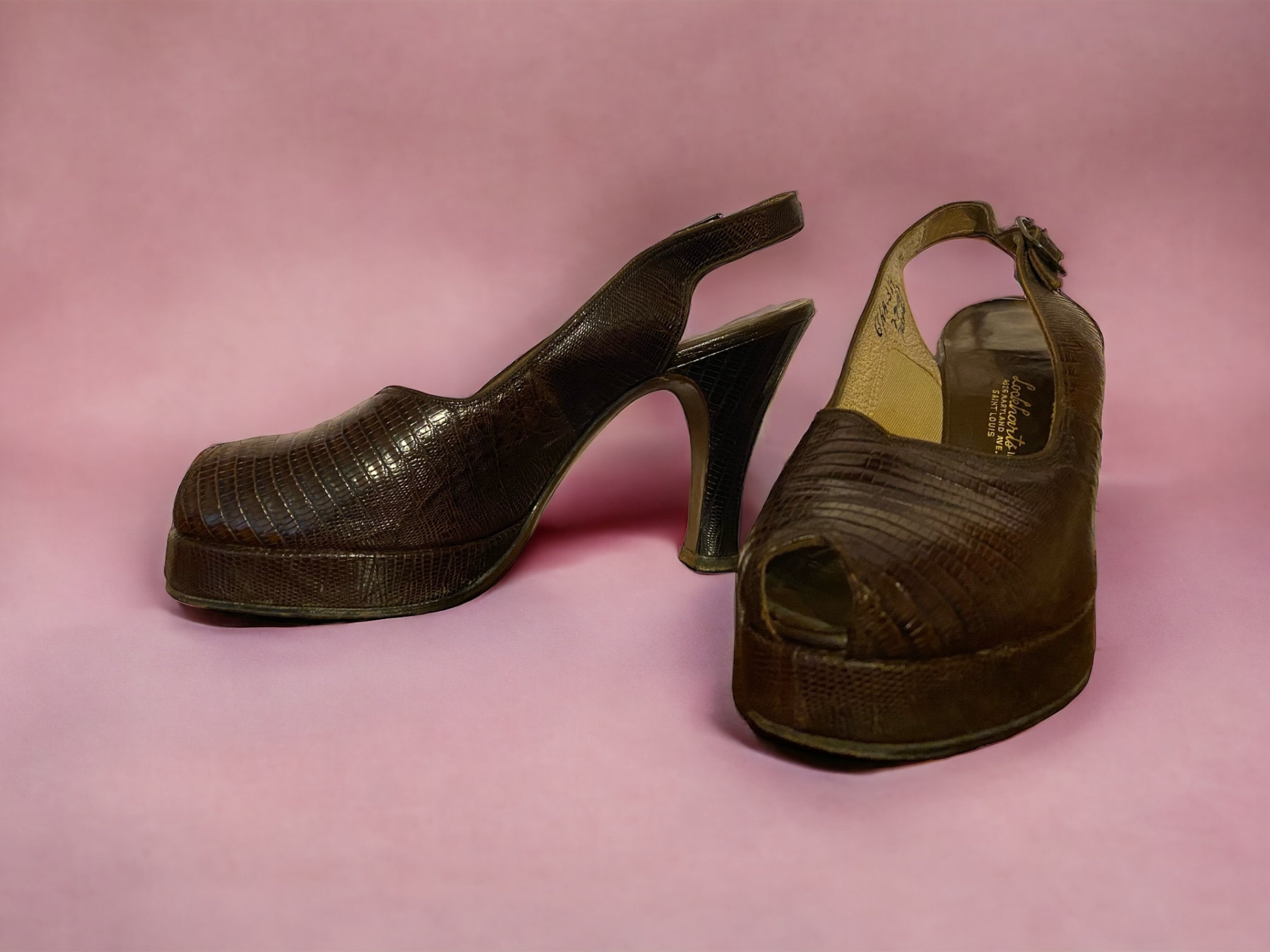 Vintage 1940s - 1950s I. Miller Beautiful Shoes Peek-a-boo Toe Slingback High Heels