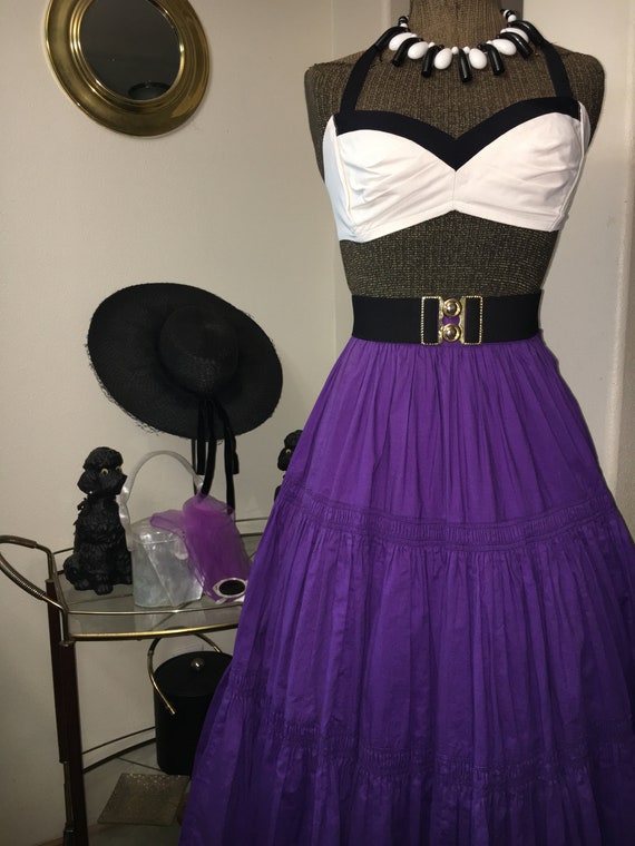 Vintage 1950s Royal purple patio skirt labeled Co… - image 6