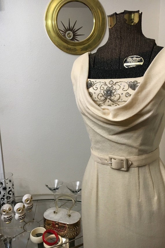 Vintage 1960s Carol Craig New York cream wool cock