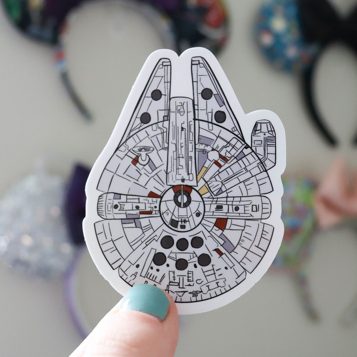 vintage millennium falcon sticker placement