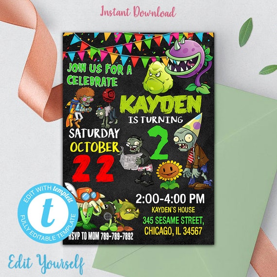 Plants Vs Zombies Party Supplies Plants Vs Zombies Etsy