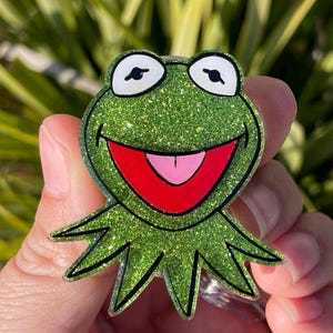 Kermit the Frog Badge Reel, RN ID Holder, Glitter Nurse Badge Reel, Medical Gift, Nurse Appreciation Gift, Retractable ID Badge Holder